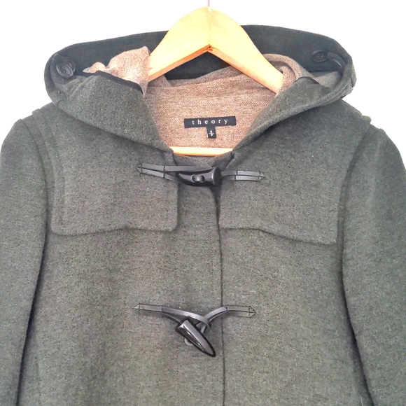 Theory moss green wool toggle coat s - Picture 5 of 8